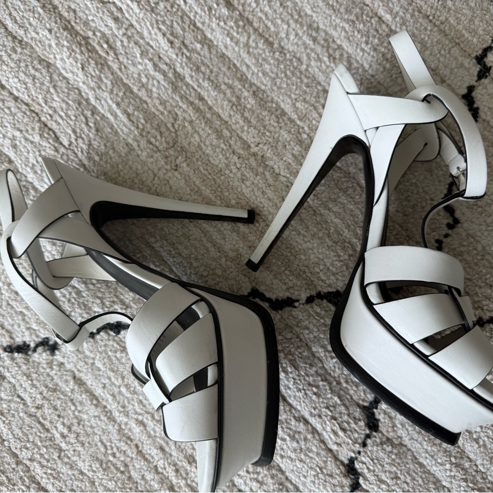 SAINT LAURENT TRIBUTE WHITE 105 HEELS SIZE 37 - Picture 4 of 16